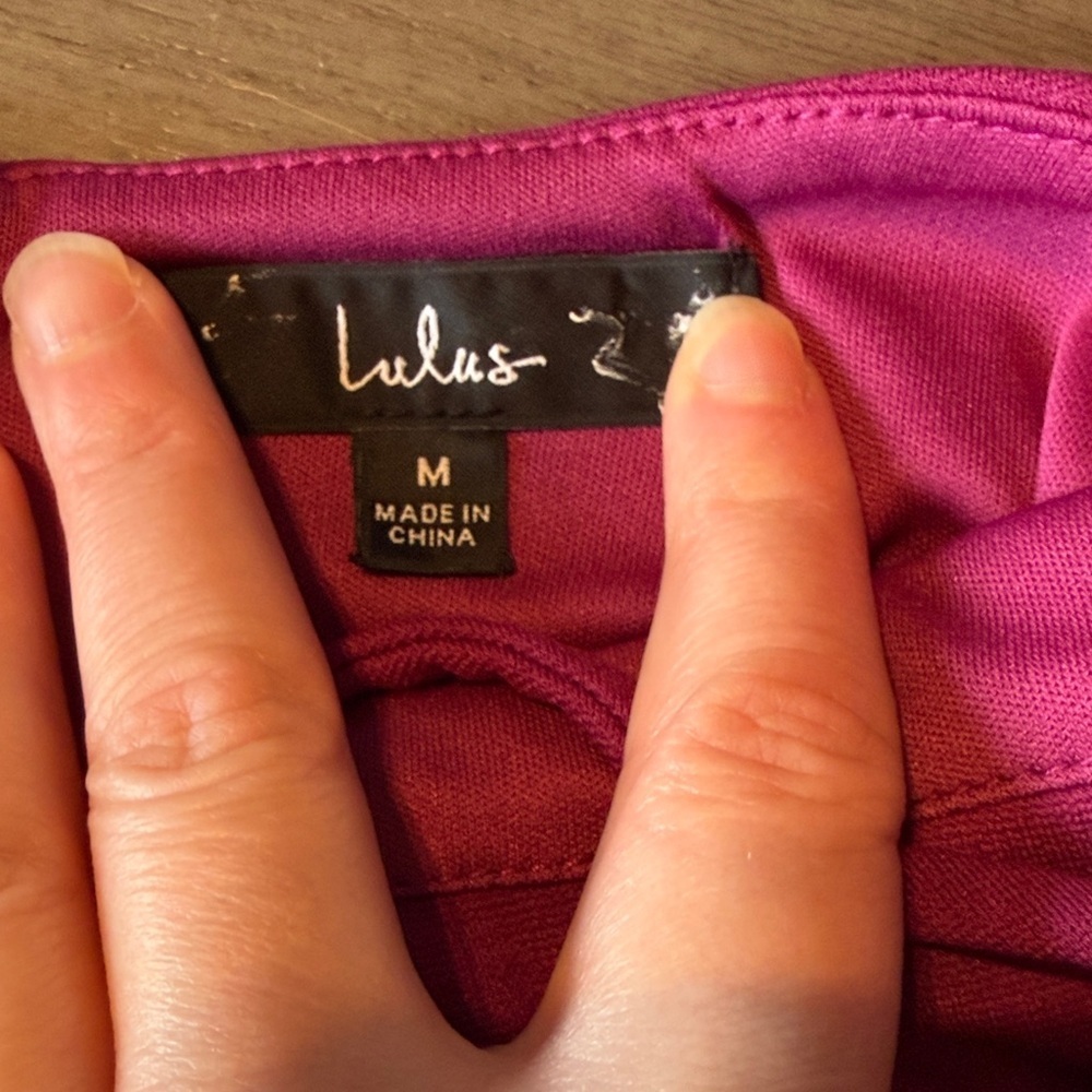Lulu's Berry V-Neck Fit & Flare Mini Dress - Picture 4 of 5
